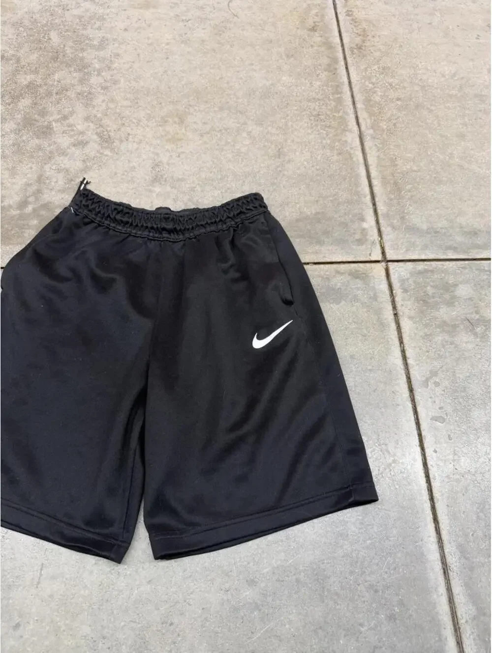 vintage nike dri fit black small swoosh gym shorts size medium